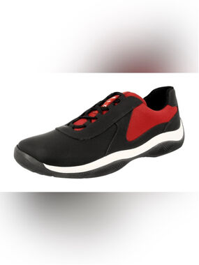 Prada Black Leather Americas Cup Sneaker 4E2905 Size 7.5